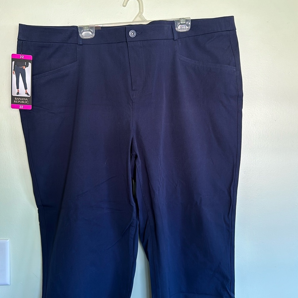 Navy Banana Republic slim straight cropped pants